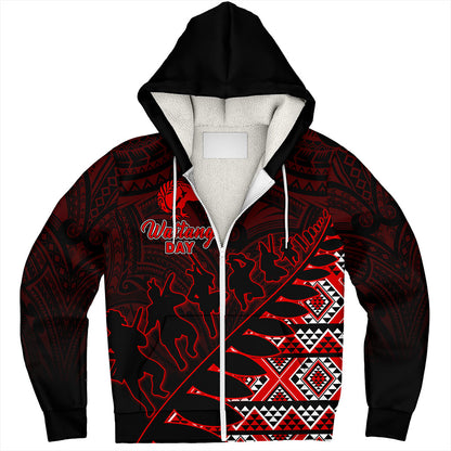 New Zealand Sherpa Hoodie Maori Tribal Siver Fern Waitangi Day