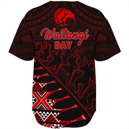 New Zealand Baseball Shirt Maori Tribal Siver Fern Waitangi Day