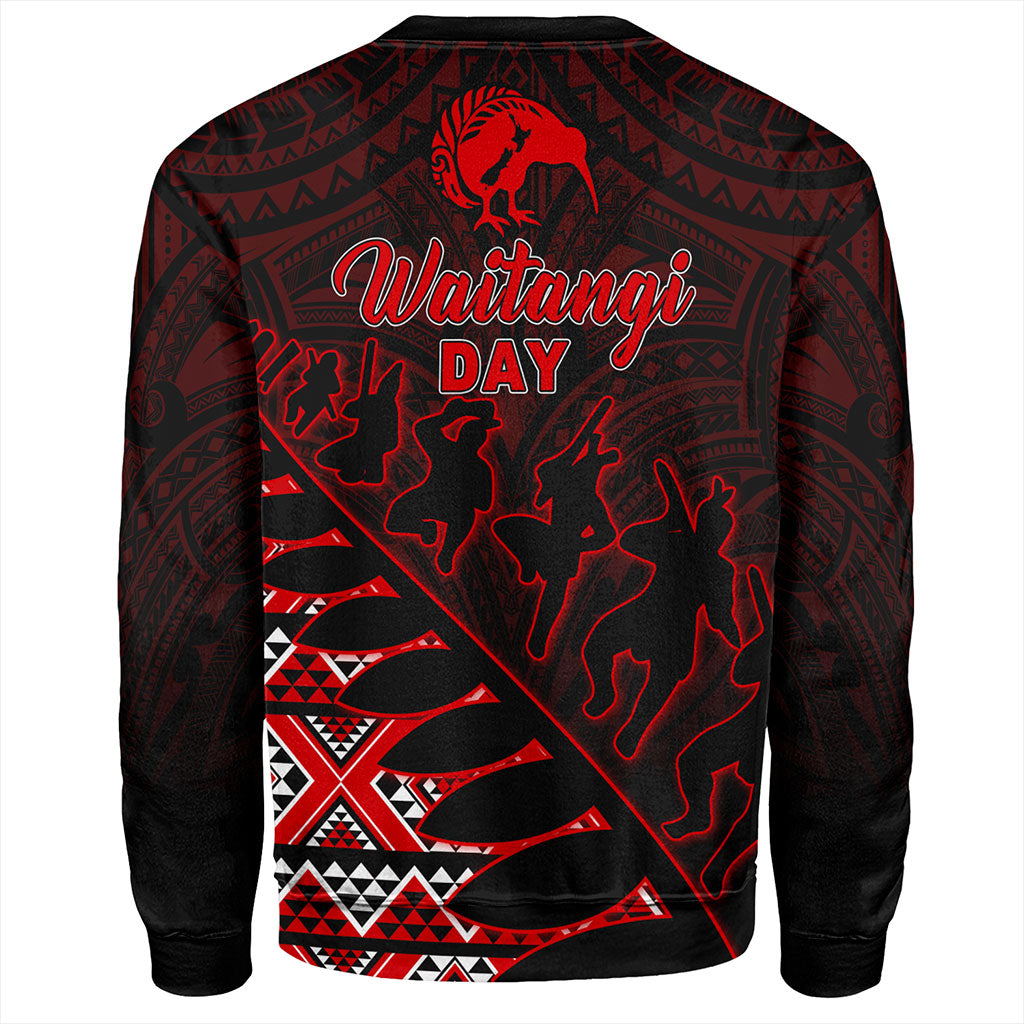 New Zealand Sweatshirt Maori Tribal Siver Fern Waitangi Day