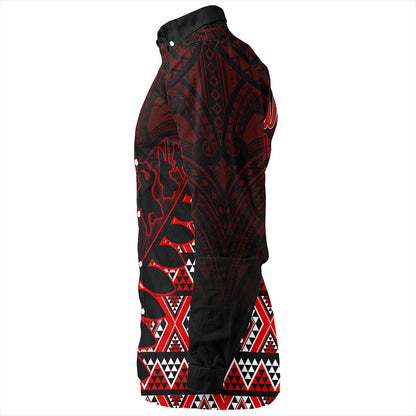 New Zealand Long Sleeve Shirt Maori Tribal Siver Fern Waitangi Day