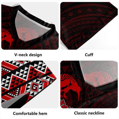 New Zealand Rugby Jersey Maori Tribal Siver Fern Waitangi Day