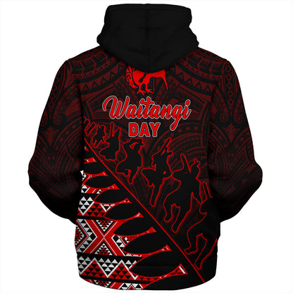 New Zealand Sherpa Hoodie Maori Tribal Siver Fern Waitangi Day