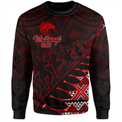 New Zealand Sweatshirt Maori Tribal Siver Fern Waitangi Day