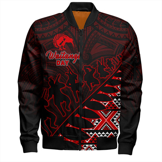 New Zealand Bomber Jacket Maori Tribal Siver Fern Waitangi Day