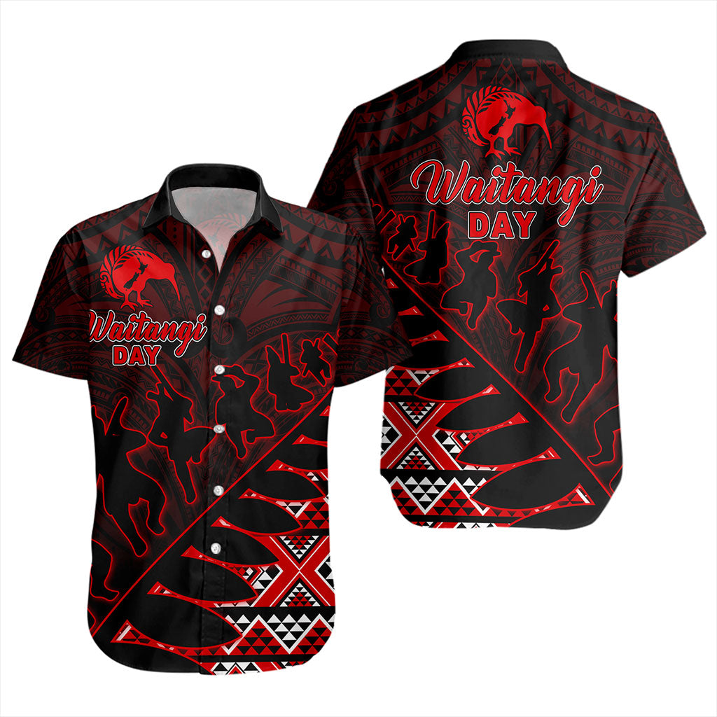 New Zealand Short Sleeve Shirt Maori Tribal Siver Fern Waitangi Day
