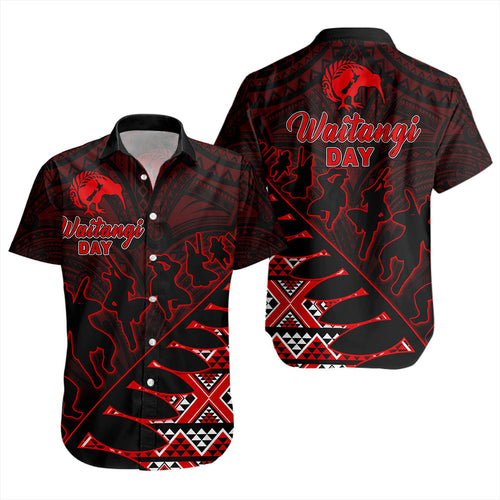 New Zealand Short Sleeve Shirt Maori Tribal Siver Fern Waitangi Day