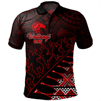 New Zealand Polo Shirt Maori Tribal Siver Fern Waitangi Day