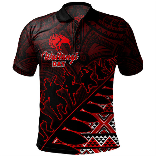 New Zealand Polo Shirt Maori Tribal Siver Fern Waitangi Day