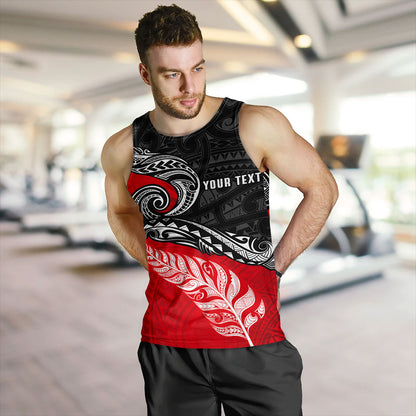 New Zealand Tank Top Maori Tribal Design Flag With Silver Fern