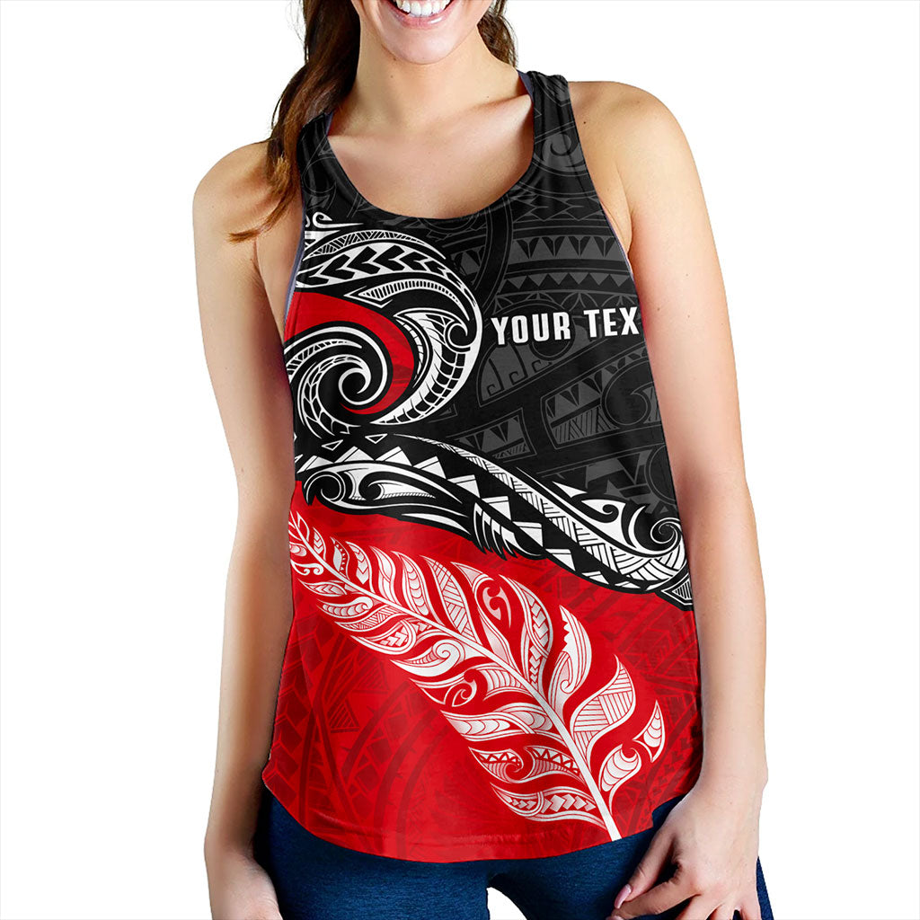 New Zealand Women Tank Maori Tribal Design Flag With Silver Fern