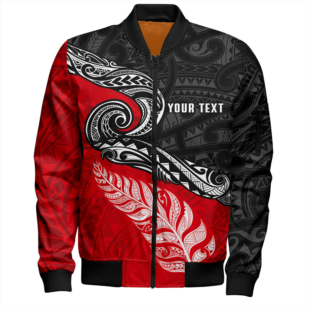 New Zealand Bomber Jacket Maori Tribal Design Flag With Silver Fern