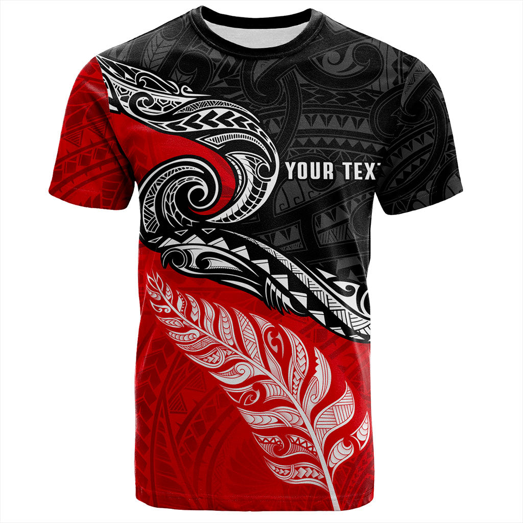 New Zealand T-Shirt Maori Tribal Design Flag With Silver Fern