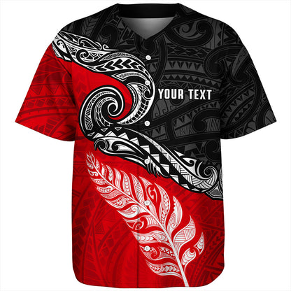 New Zealand Baseball Shirt Maori Tribal Design Flag With Silver Fern