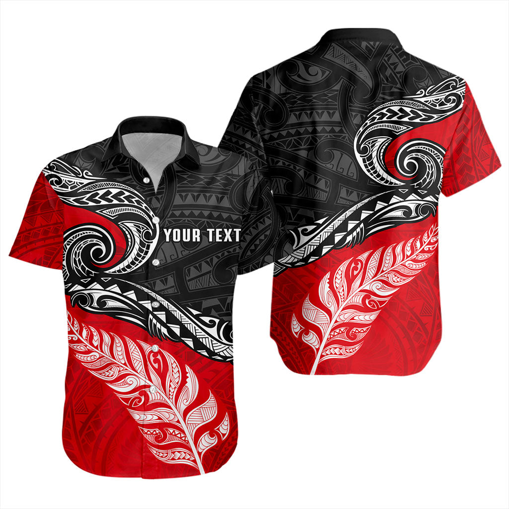 New Zealand Short Sleeve Shirt Maori Tribal Design Flag With Silver Fern
