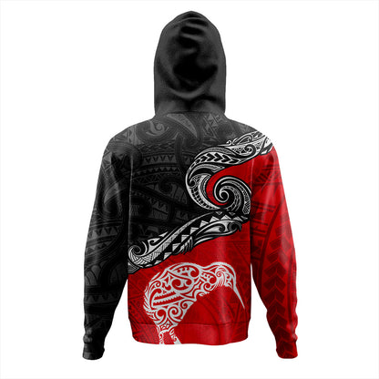 New Zealand Hoodie Maori Tribal Design Flag With Kiwi Bird