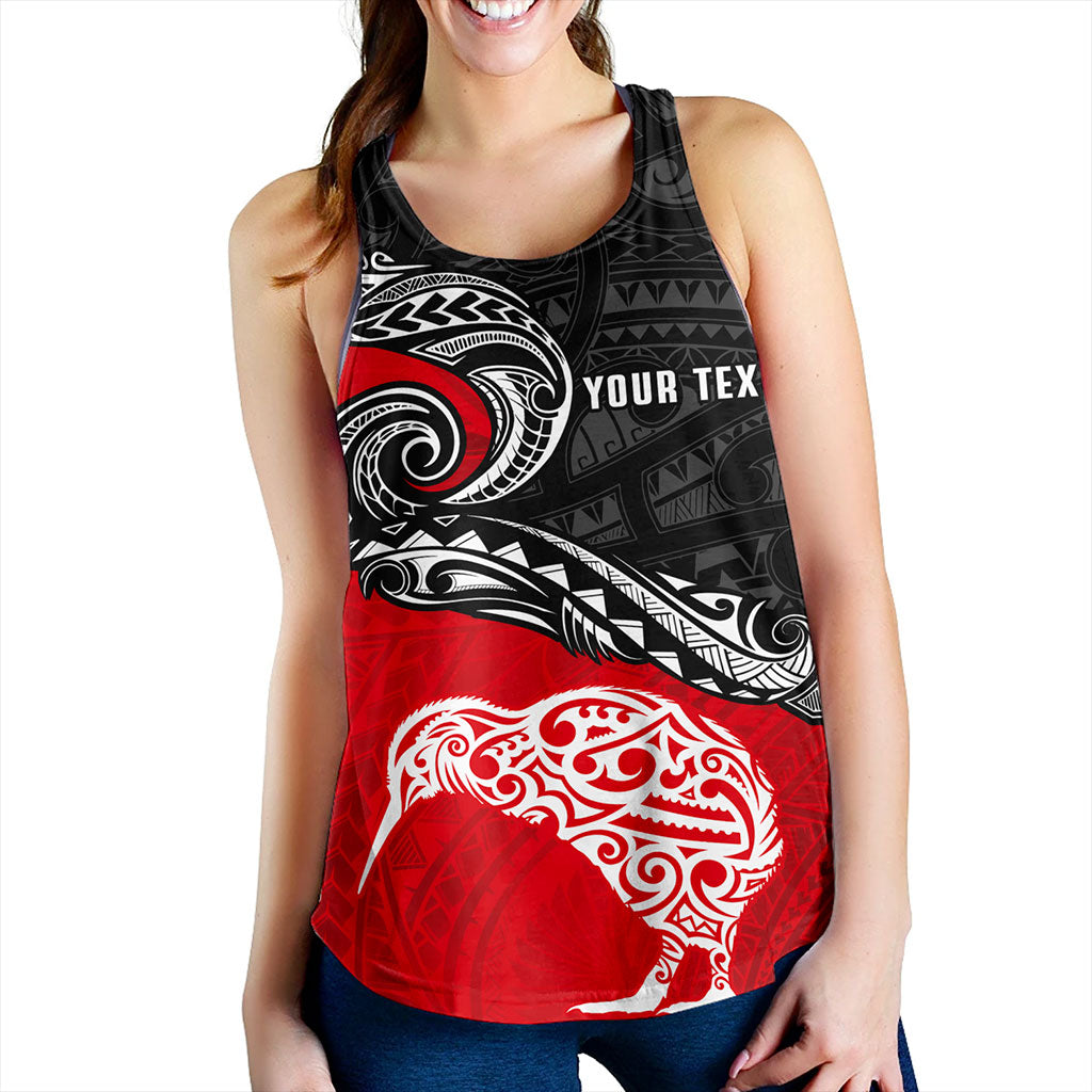 New Zealand Women Tank Maori Tribal Design Flag With Kiwi Bird