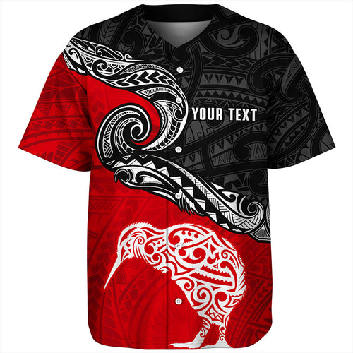 New Zealand Baseball Shirt Maori Tribal Design Flag With Kiwi Bird
