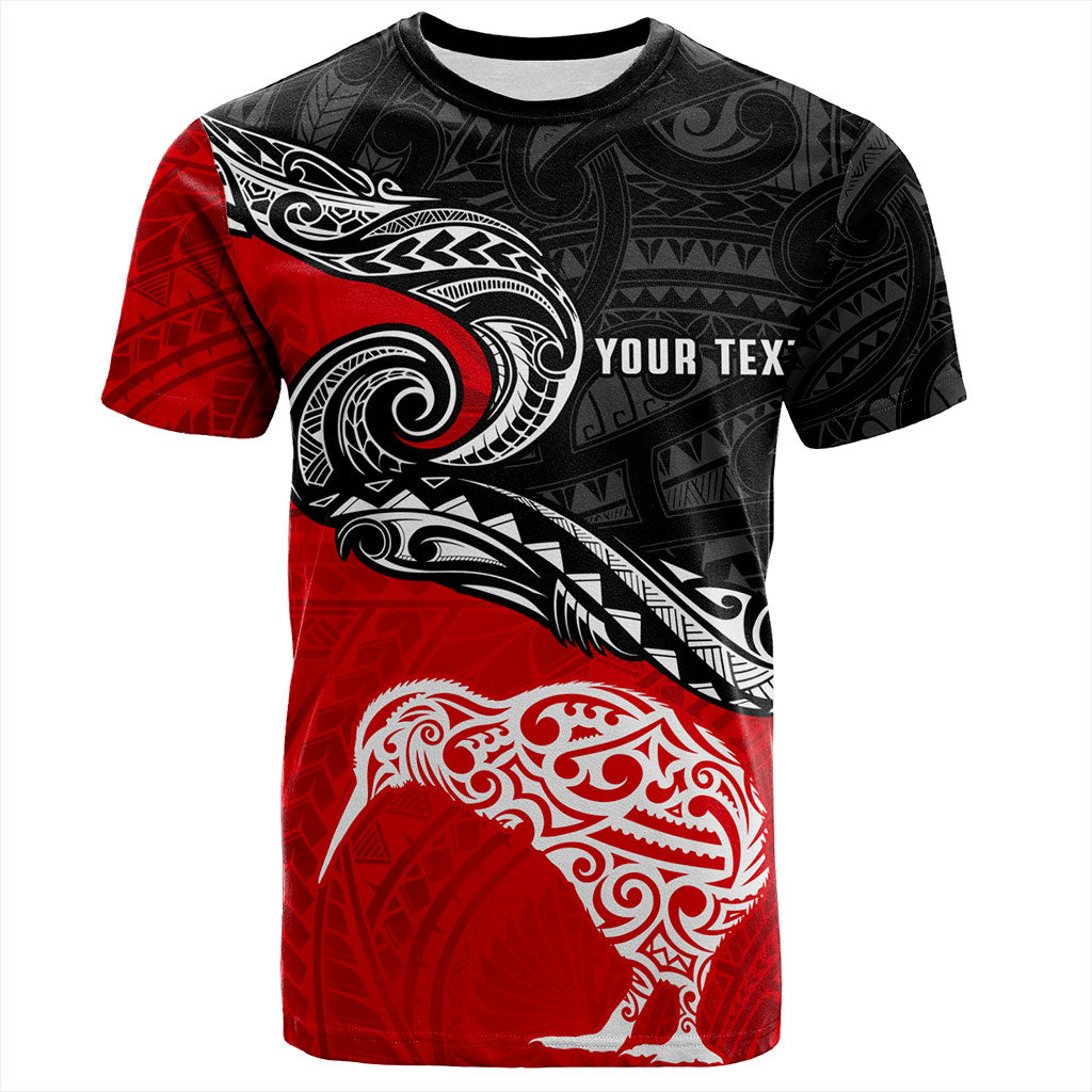 New Zealand T-Shirt Maori Tribal Design Flag With Kiwi Bird