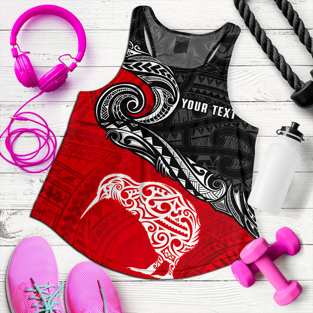 New Zealand Women Tank Maori Tribal Design Flag With Kiwi Bird