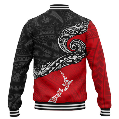 New Zealand Baseball Jacket Maori Tribal Design Flag With Map