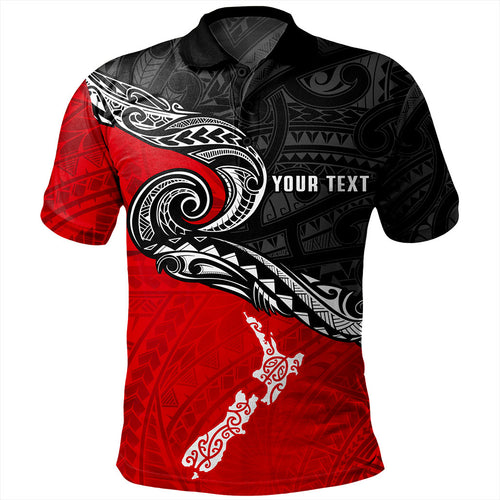 New Zealand Polo Shirt Maori Tribal Design Flag With Map
