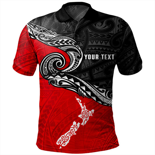 New Zealand Polo Shirt Maori Tribal Design Flag With Map