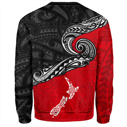 New Zealand Sweatshirt Maori Tribal Design Flag With Map