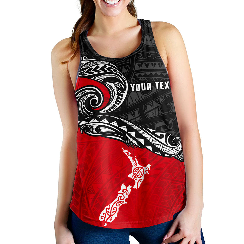 New Zealand Women Tank Maori Tribal Design Flag With Map