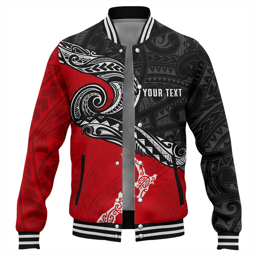 New Zealand Baseball Jacket Maori Tribal Design Flag With Map