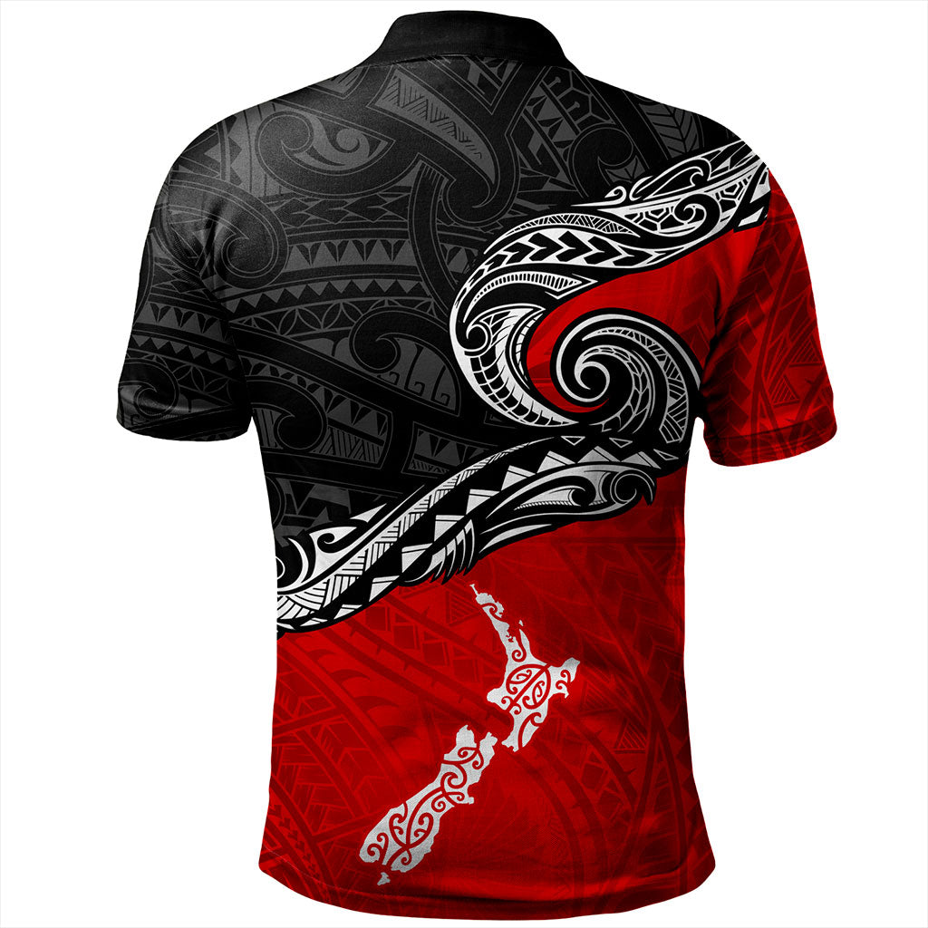 New Zealand Polo Shirt Maori Tribal Design Flag With Map