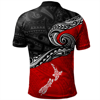 New Zealand Polo Shirt Maori Tribal Design Flag With Map