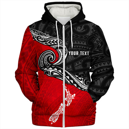 New Zealand Sherpa Hoodie Maori Tribal Design Flag With Map