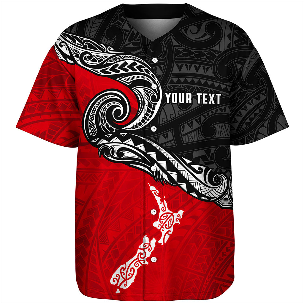New Zealand Baseball Shirt Maori Tribal Design Flag With Map