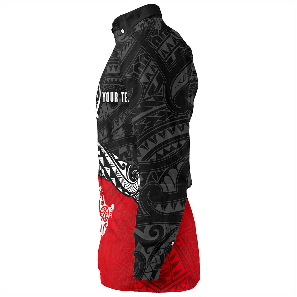 New Zealand Long Sleeve Shirt Maori Tribal Design Flag With Map