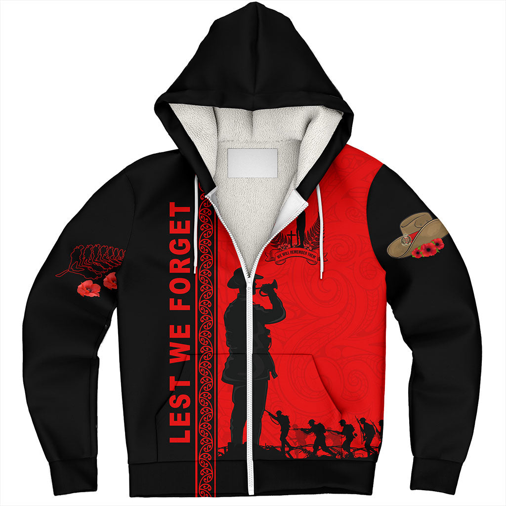 New Zealand Sherpa Hoodie Lest We Forget Maori Tattoo