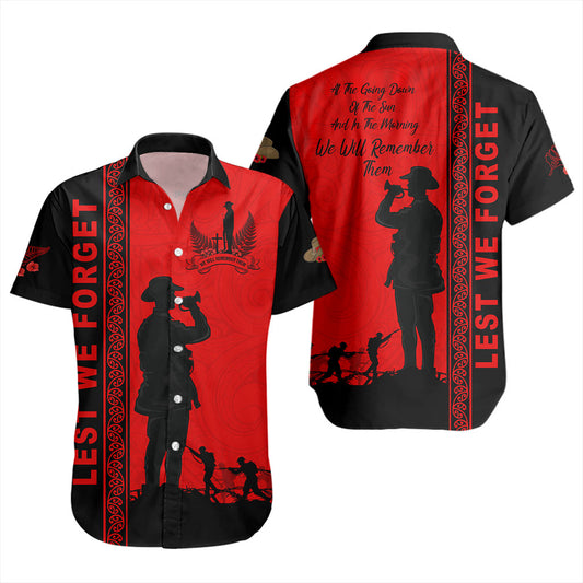 New Zealand Short Sleeve Shirt Lest We Forget Maori Tattoo
