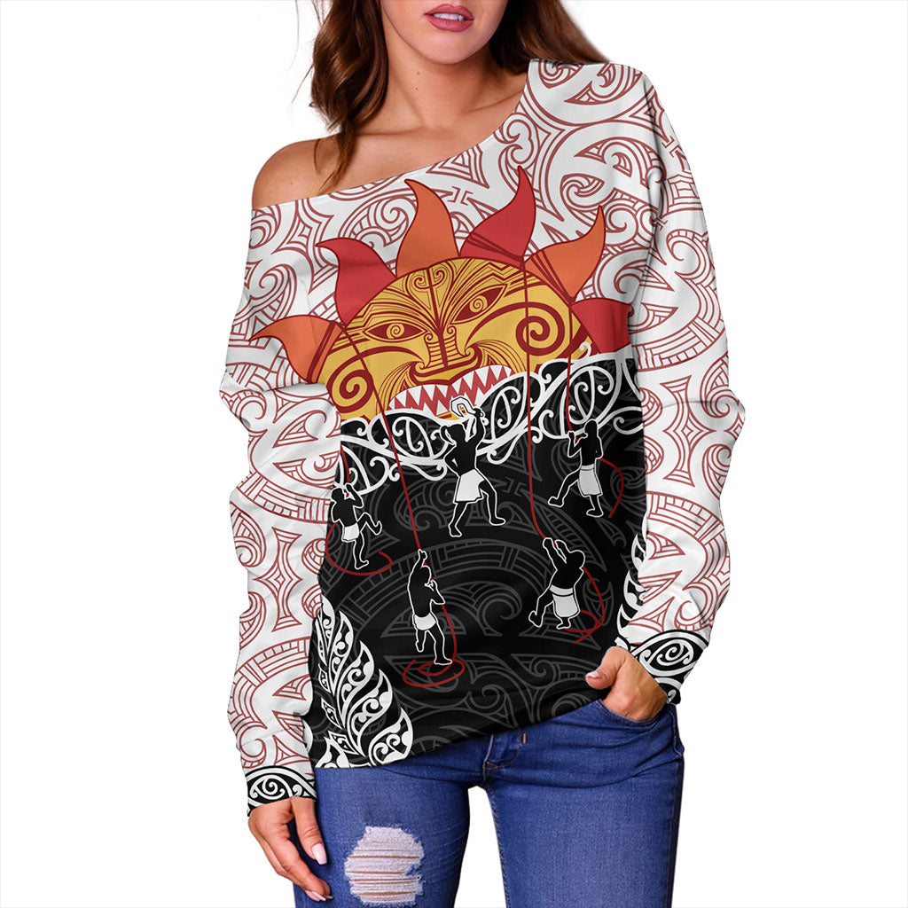 New Zealand Off Shoulder Sweatshirt Design Maui Slowed The Sun