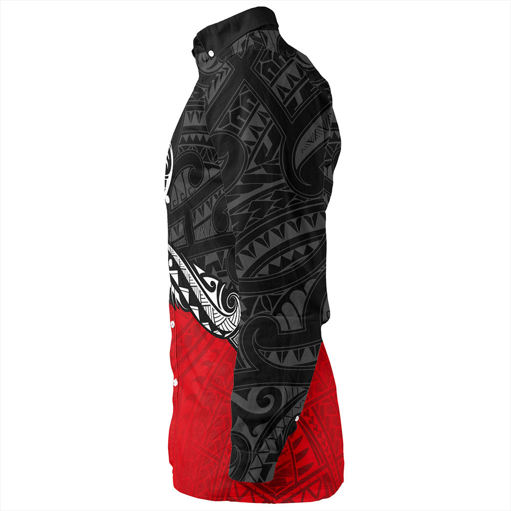 New Zealand Long Sleeve Shirt Maori Tribal Design Flag Style