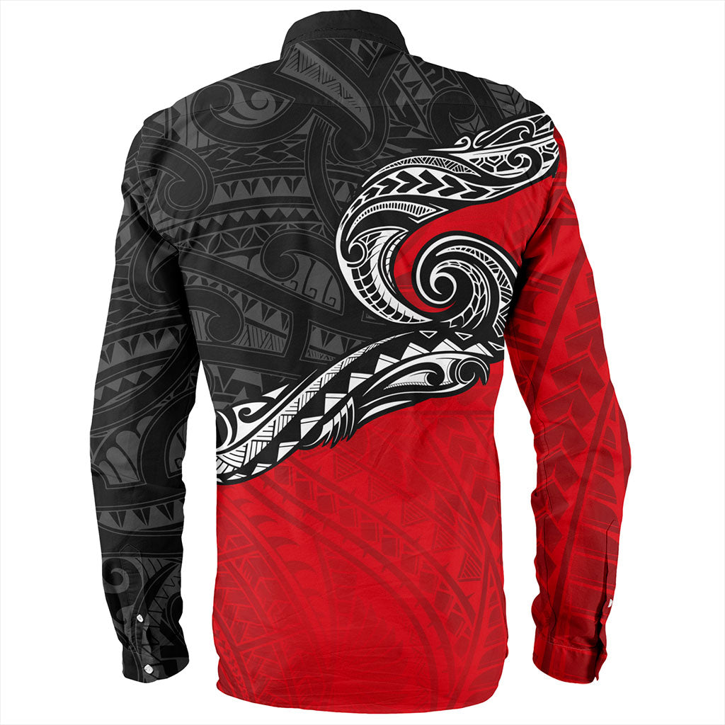 New Zealand Long Sleeve Shirt Maori Tribal Design Flag Style
