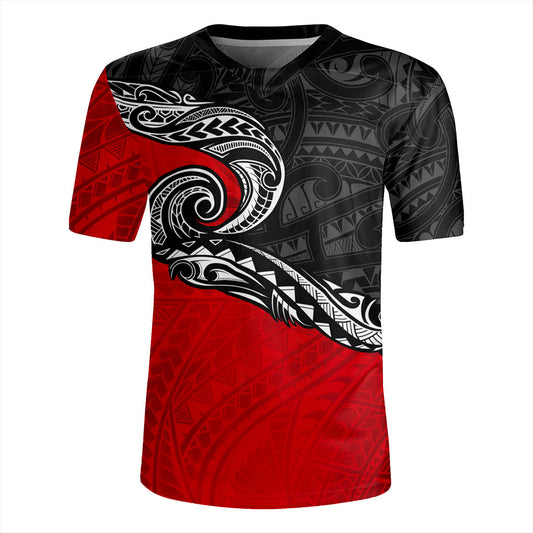New Zealand Rugby Jersey Maori Tribal Design Flag Style