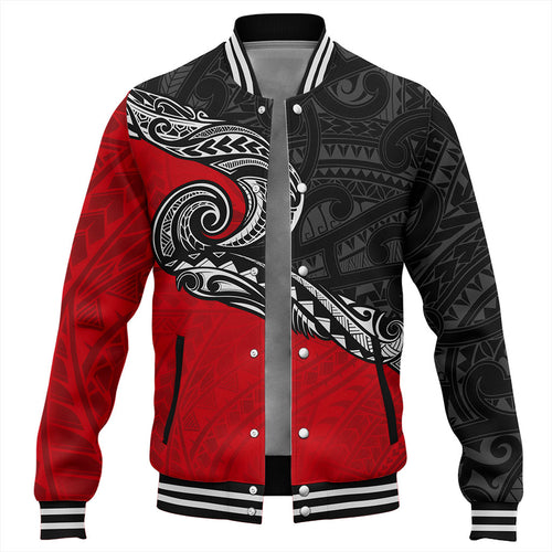 New Zealand Baseball Jacket Maori Tribal Design Flag Style