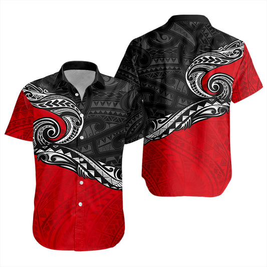 New Zealand Short Sleeve Shirt Maori Tribal Design Flag Style