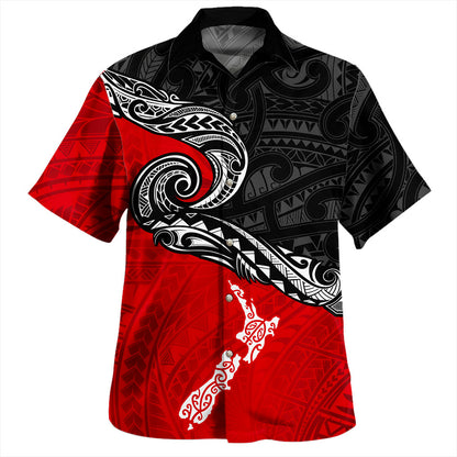 New Zealand Hawaiian Shirt Maori Tribal Design Flag With Map