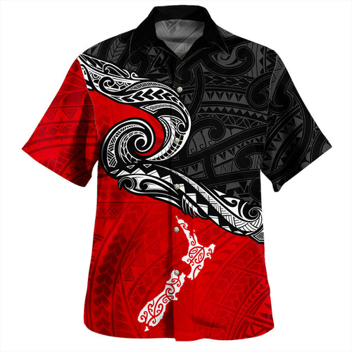 New Zealand Hawaiian Shirt Maori Tribal Design Flag With Map