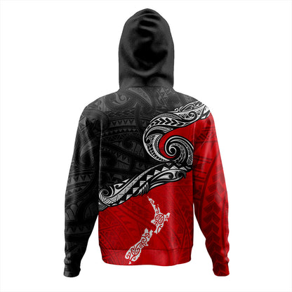 New Zealand Hoodie Maori Tribal Design Flag With Map