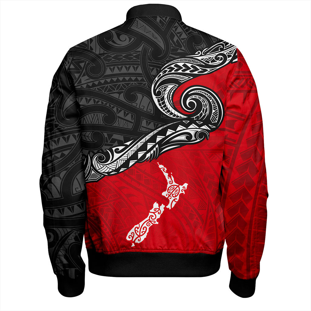 New Zealand Bomber Jacket Maori Tribal Design Flag With Map