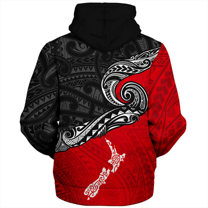 New Zealand Sherpa Hoodie Maori Tribal Design Flag With Map
