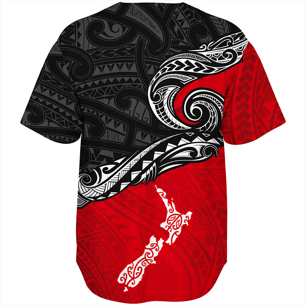 New Zealand Baseball Shirt Maori Tribal Design Flag With Map
