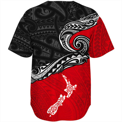 New Zealand Baseball Shirt Maori Tribal Design Flag With Map