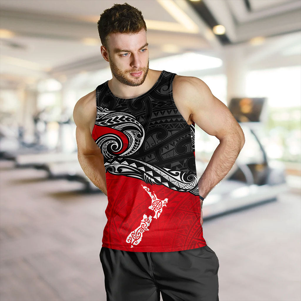 New Zealand Tank Top Maori Tribal Design Flag With Map